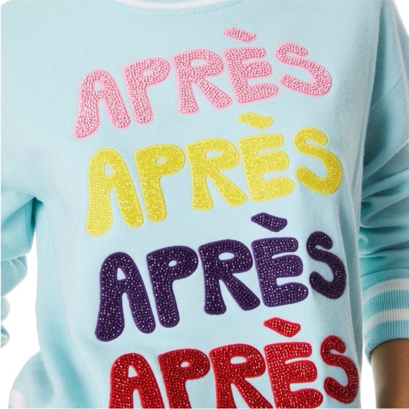 Alice + Olivia Light Blue Sweater with Multicolor Appliqué - Picture 7 of 8